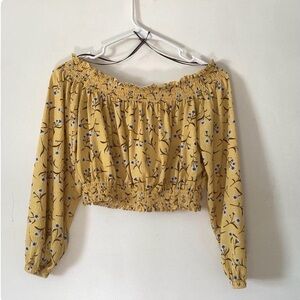 Divided Yellow Floral Off-Shoulder Blouse